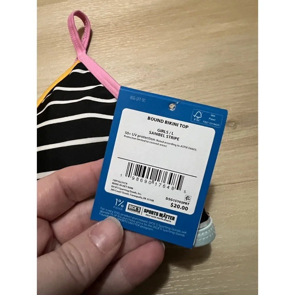 Girls DSG Swim Top Multicolor Large Sanibel Stripe Bound Bikini‎